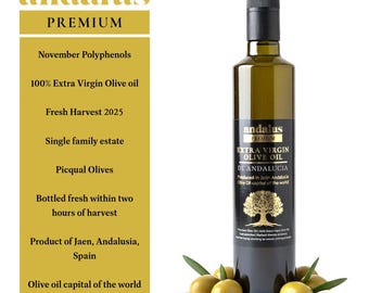 Andalus High Polyphenol Extra Virgin Olive Oil-Ancient Roots, UK Lab Tested,Premium Quality,Cold Pressed,Rich in Antioxidants,500ml Bottle