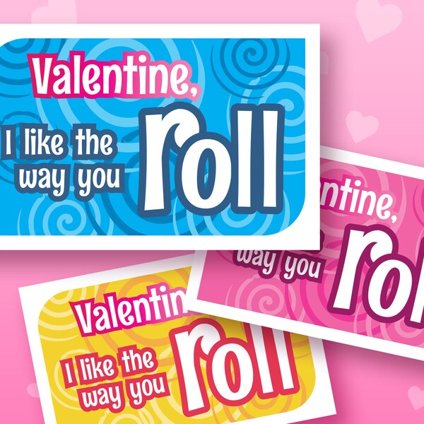 Kids Valentine Cards, I Like the Way You Roll, Valentine, Classroom Valentine Cards, Fruit Roll Up Valentine, Digital Download