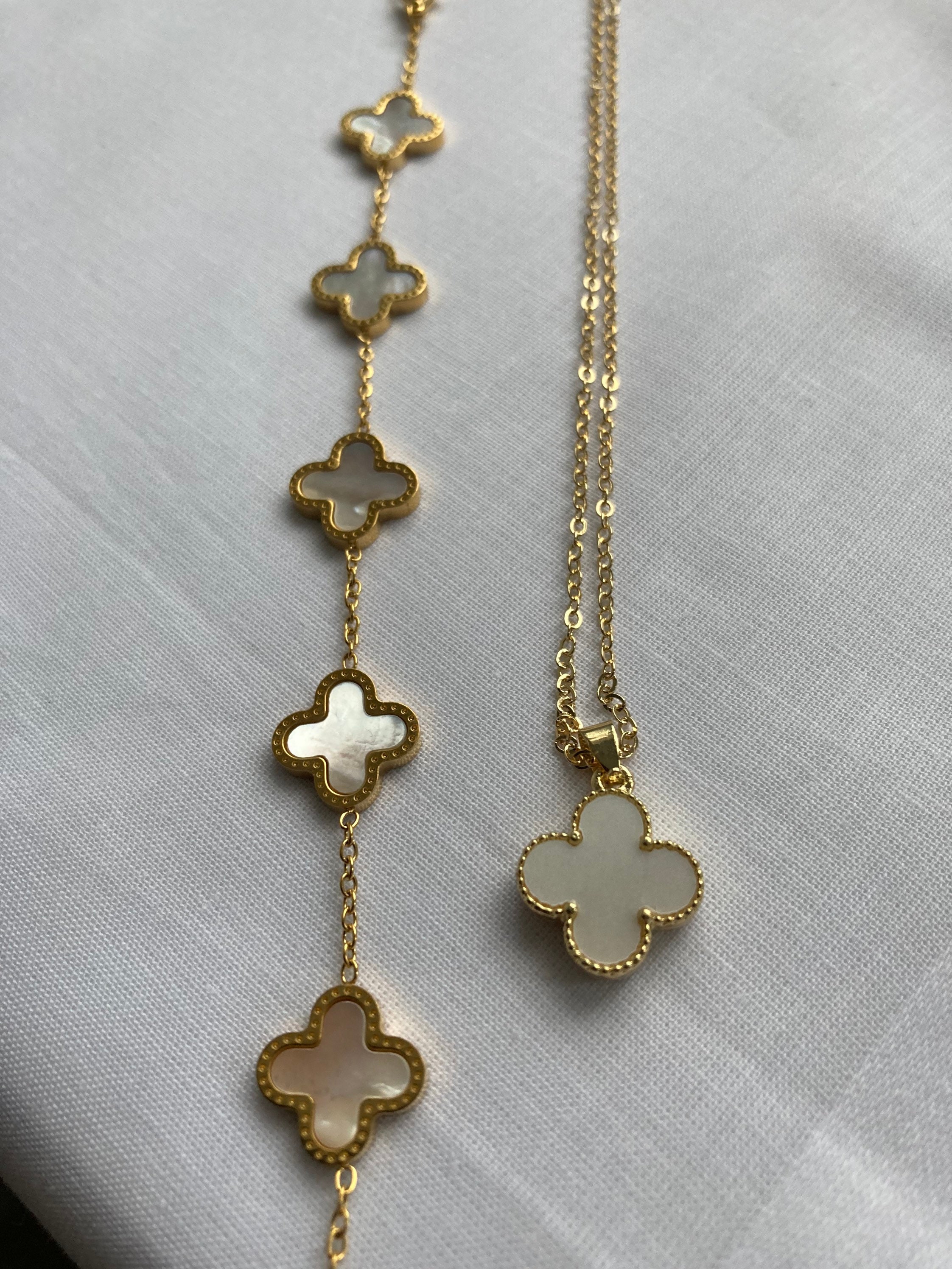 18ct Gold Plated Champagne White Four Leaf Clover Flower - Etsy UK