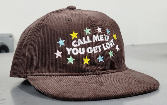 Call Me If You Get Lost Cordoroy Hat - Vintage - Corduroy - Chocolate Brown