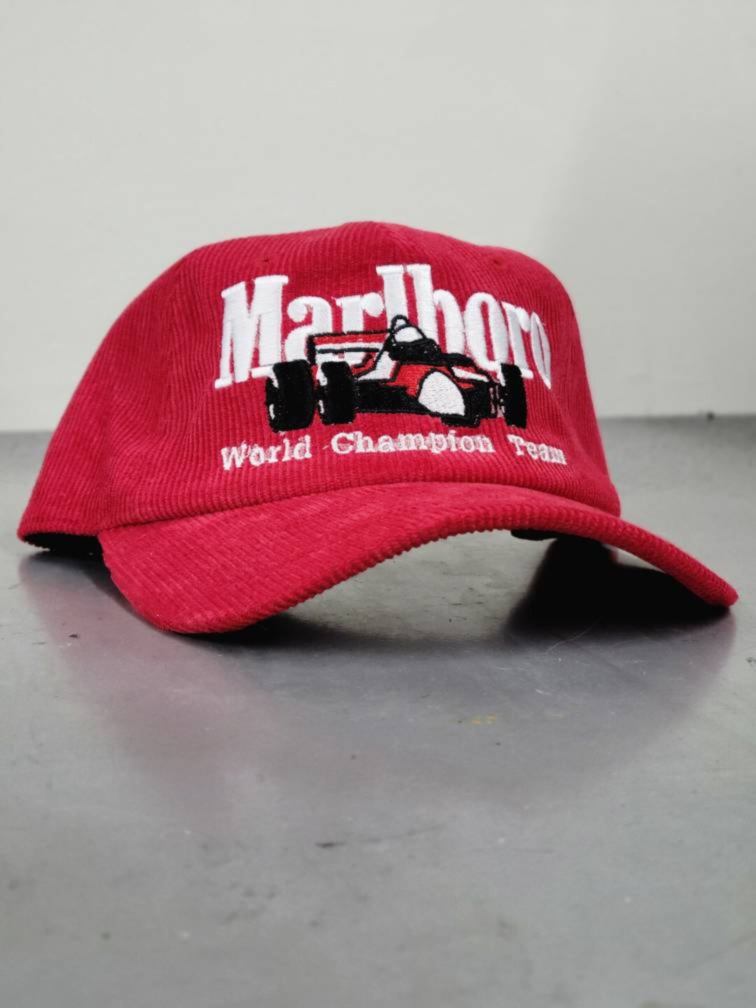 Vintage Marlboro Racing Team Cordoroy Cap Red Curved Bill - Etsy UK