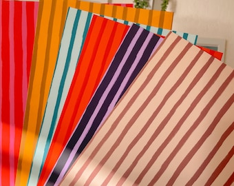 5.5 x 8.5 Stripe Pattern Scrapbook Paper, 12 PCS, Junk Journaling, Ephemera, Colorful Paper, Crafting Supplies, Whimsical | With Love, Coral