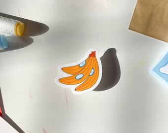 Banana Sticker, Cute Fruit Stationery, Colorful Vinyl Sticker, Sticker for Water Bottle/Phone Case, Fruit Collection | With Love, Coral