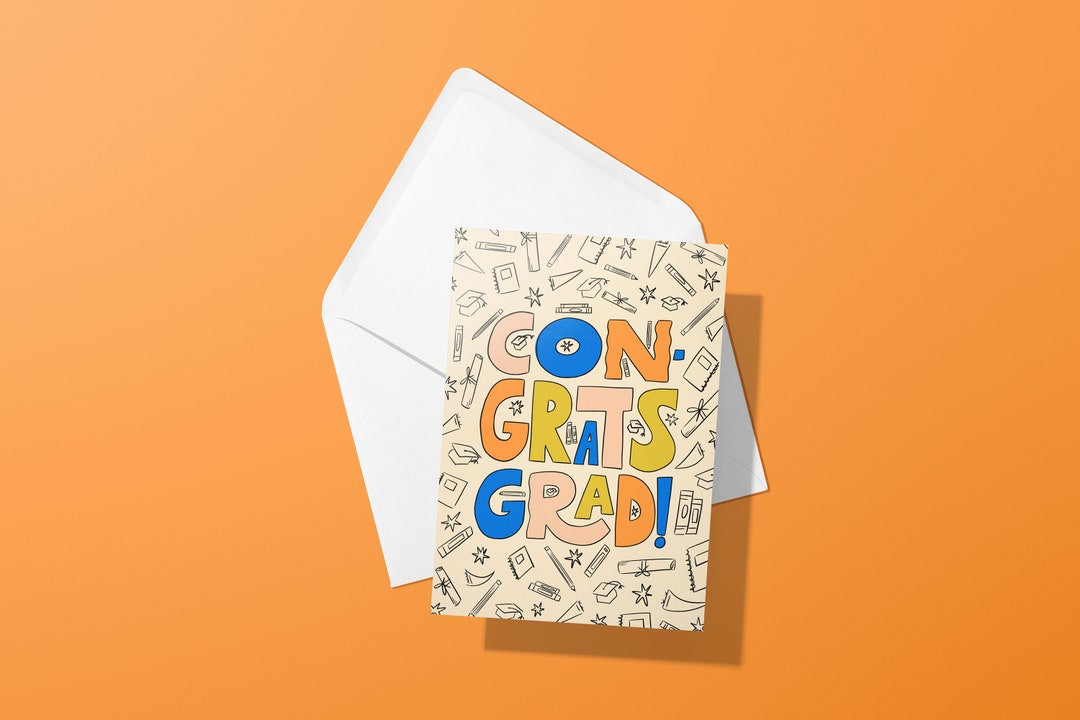 Graduation Card, Congrats Grad, Cute Grad Card, Graduation Greeting ...