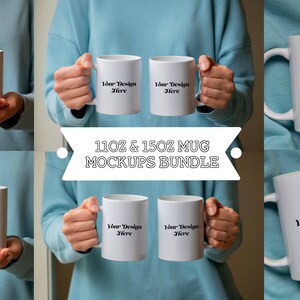 White Mug Mockup Bundle of 11oz, 15 oz