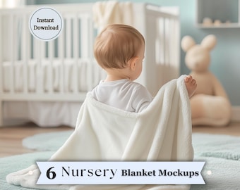 Baby Blanket Mockup PSD Canva Bundle | Nursery Blanket Mockup | Neutral Nursery Mockup | Infant Blanket Mockup | POD Mockup | Commercial Use