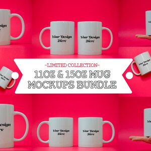 MAGENTA Limited Collection-White Mug Mockup Bundle of 11oz & 15oz