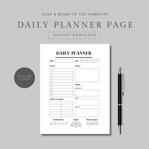1 Page Daily Planner Printable PNG Daily Agenda Planner Everyday ...