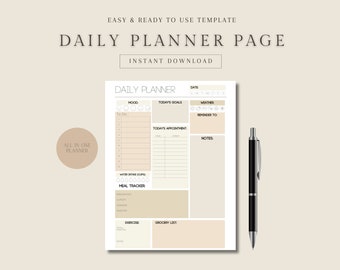 1 Page Daily Planner Printable PNG Daily Agenda Planner Everyday ...
