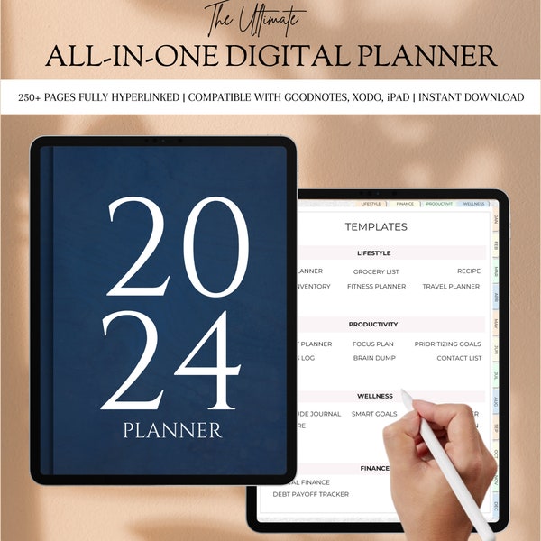 All in One Planner, Hyperlinked Planner, Digital Planner 2024, DATED iPad Planner