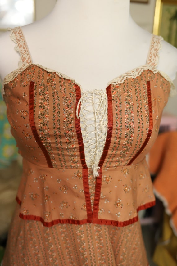 Burnt Orange Calico Dreams Peplum Gunne Sax - image 6