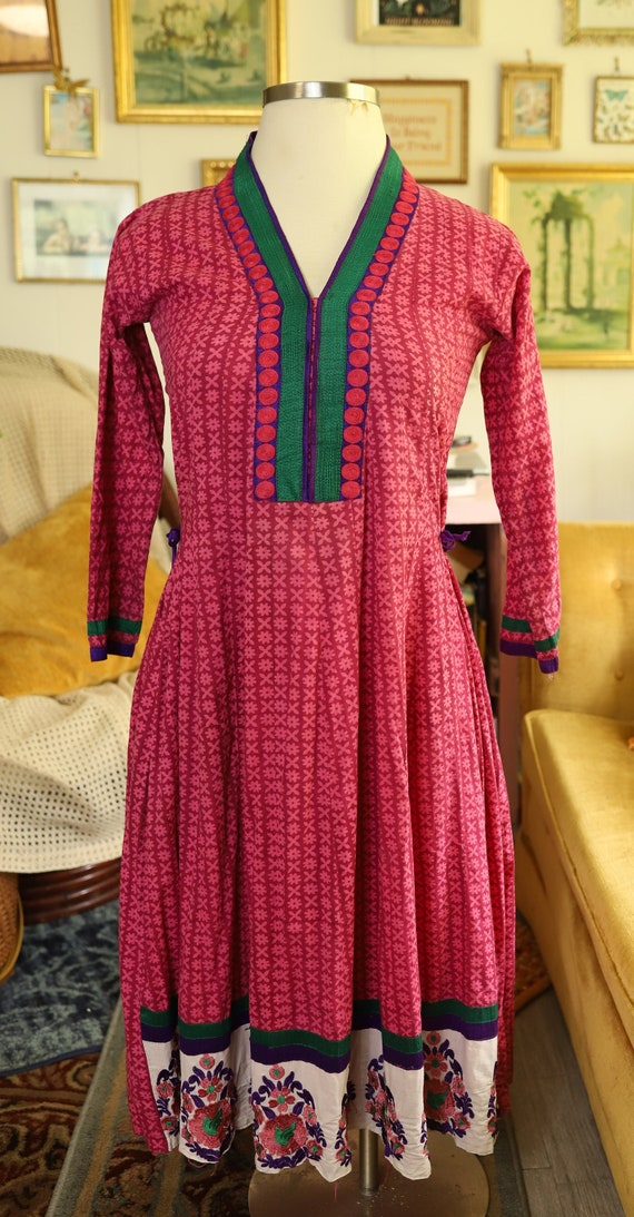 Vintage Embroidered Afghan Dress with Side Ties