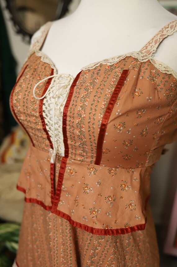 Burnt Orange Calico Dreams Peplum Gunne Sax - image 7