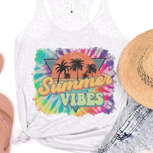 Summer Vibes Women&#39;s Tri-Blend Racerback Tank Summer Vibes tank top Summer Tank Top Birthday gift Girl Friends Tank Top for Women
