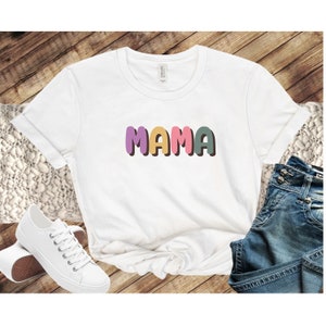 Multicolorido carta mama camisa minimalista mãe camisa presente para a mãe presente para a nova mãe melhor presente para a mãe moletom para a mãe