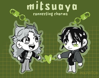 MitsuAya Connecting Magnetic Hearts Keychains | WLW Manga | WLW Keychain