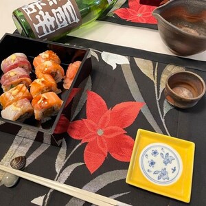 Placemat of Vintage Kimono Belt Black