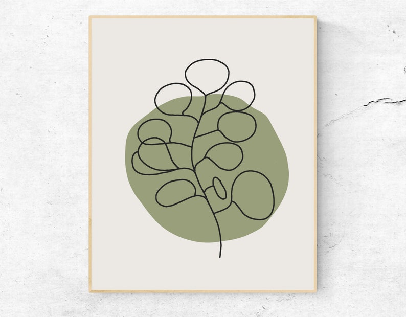 Boho Gallery Wall Prints, Mid Century Modern Wall Art Sage Green Neutral Abstract Geometric Floral Prints Minimalist Wall Decor Gallery Art image 5