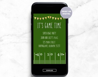 Editable Super Bowl Party Invitation | Editable Canva Template Digital or Printable Invite Football Party Unique Minimalist Sports Sunday