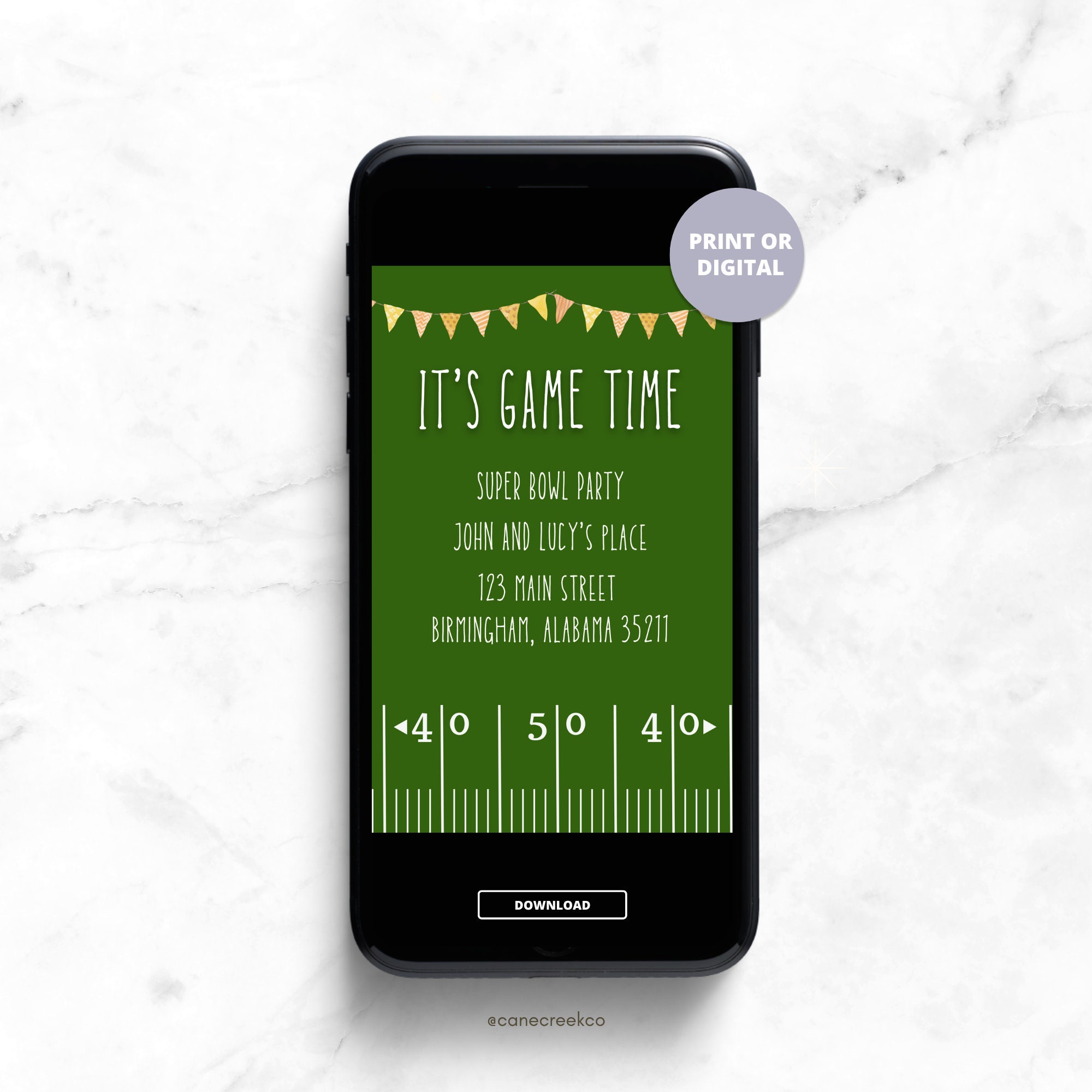 Editable Super Bowl Party Invitation Editable Canva Template Digital or