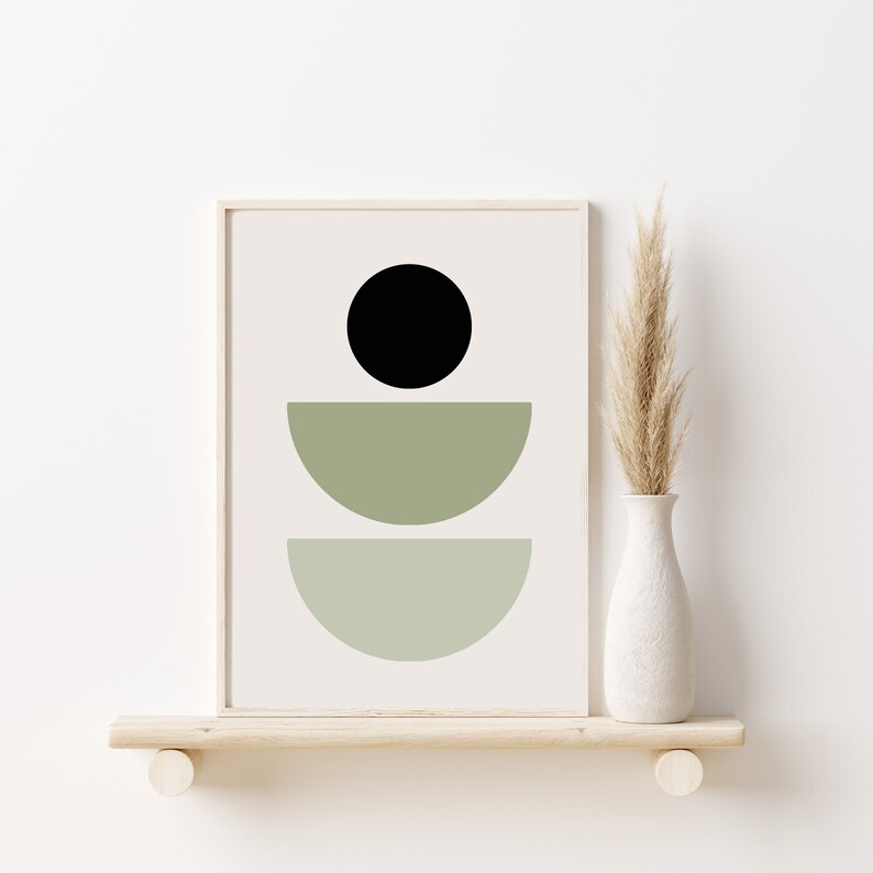 Boho Gallery Wall Prints, Mid Century Modern Wall Art Sage Green Neutral Abstract Geometric Floral Prints Minimalist Wall Decor Gallery Art image 4