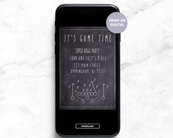 Editable Super Bowl Party Invitation | Editable Canva Template Digital or Printable Invite Football Party Unique Minimalist Sports Sunday