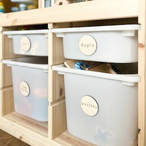 Wooden playroom labels | Personalised storage tags | Nursery decor | Ikea trofast