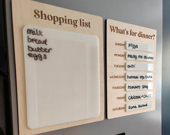 Birch & Acrylic Dry Erase Shopping List - Magnetic Fridge Board