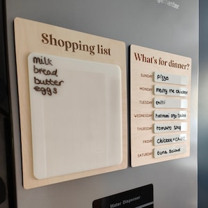 Birch & Acrylic Dry Erase Shopping List - Magnetic Fridge Board