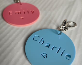 Personalised acrylic bag tag  | name or word keychain | pastel coloured keyring |  back to school key ring | starting school