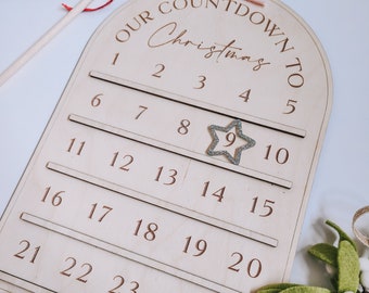 Advent countdown | Countdown to Christmas | Wooden advent calendar gift | Laser engraved | Kids advent countdown