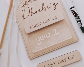 First and last day of school sign | personalised first day board | photo prop
