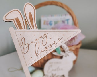 Easter wooden flag | Photo prop | Bunny kisses | Some bunny loves you