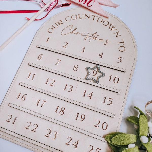 Advent countdown | Countdown to Christmas | Wooden advent calendar gift | Laser engraved | Kids advent countdown