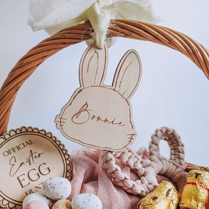 Personalised Easter tag | Cute bunny decoration | Easter basket rabbit tag | laser engraved