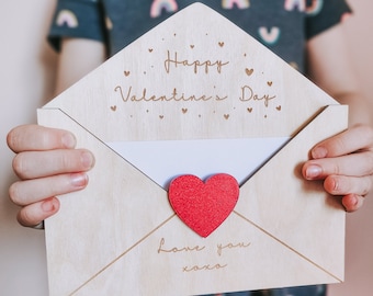 Love note holder | Valentine's gift wooden envelope | Voucher holder