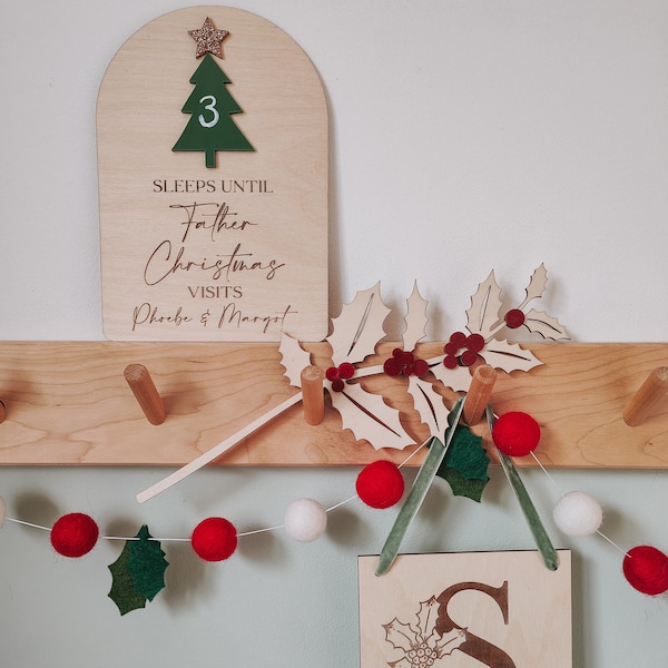 Advent calendar | Personalised countdown to Christmas | Sleeps until Santa | Father Christmas | Chalkboard countdown banner