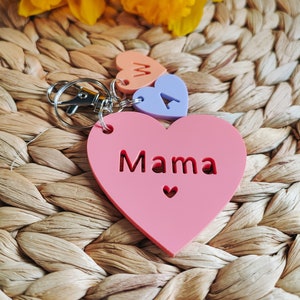 Mummy keyring | Daddy keychain | Grandparent key ring | Personalised acrylic heart bag tag