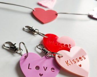 Personalised acrylic heart keyring  | name or word valentine's keychain