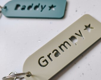 Personalised acrylic keyring  | name or word keychain | matt acrylic muted bag tag