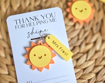 Teacher gift | sun keyring | End of term gift | Thank you for helping me shine | sunshine key ring