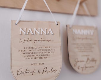 Reasons why I love you hanging banner | personalised Mother's Day gift | wooden and acrylic pennant flag