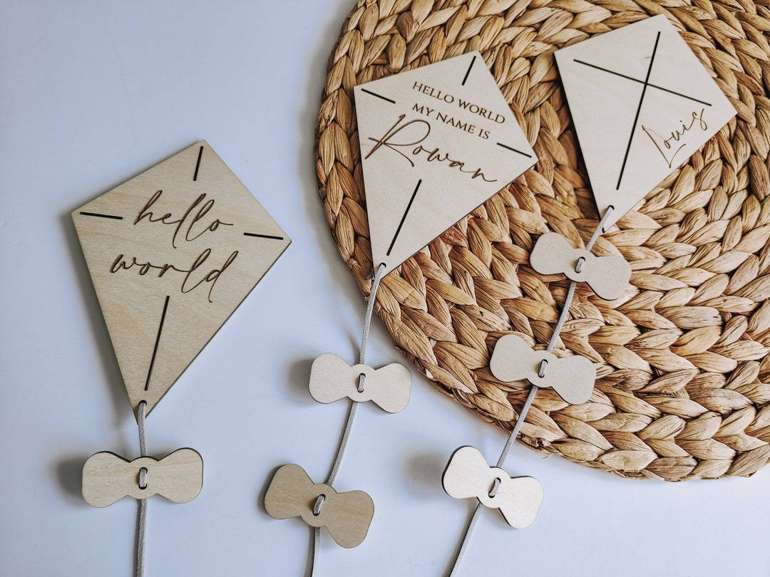 Newborn Baby Name Sign Kite Plaque Birth Announcement Disc