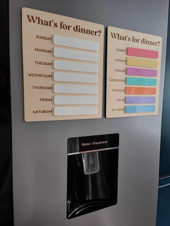 Weekly meal planner | Reusable wipe clean menu | acrylic and birch plywood dry erase whiteboard dinner plan