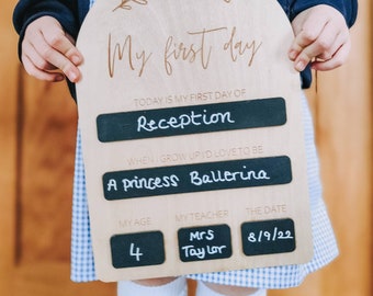 My first day of school / preschool / nursery memory board | wooden photo board