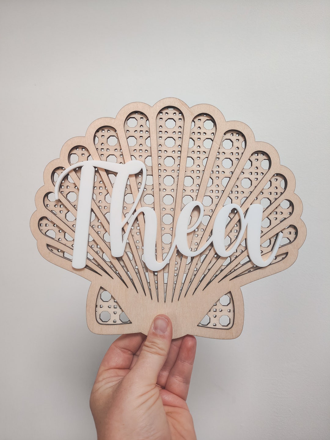 Decorative Rattan Shell Personalized Rattan Shell Decor | Boho Nursery, Birch Plywood - Etsy