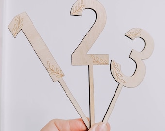 Botanical Wooden Number Cake Topper | Birthday Decor