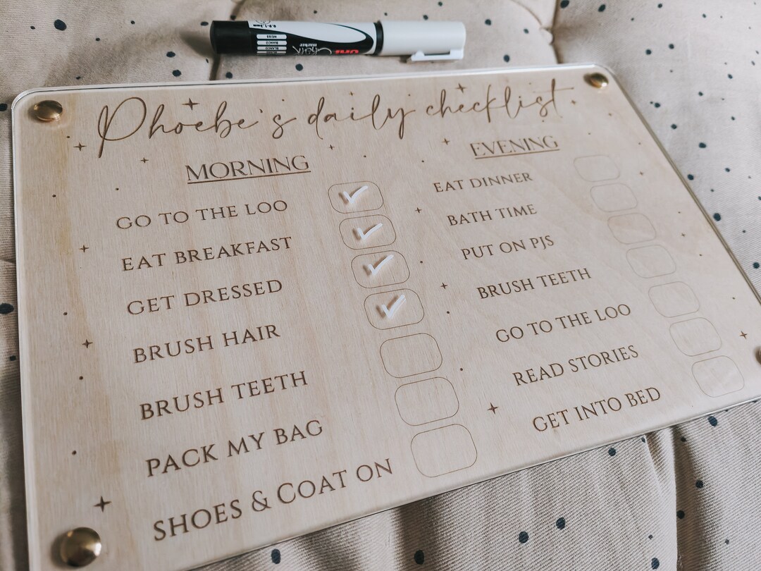Personalised Morning and Evening Routine Checklist | Wipe Clean ...
