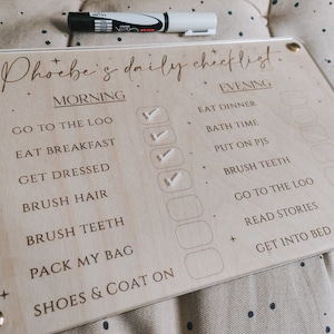 Personalised morning and evening routine checklist | wipe clean reusable daily routine board