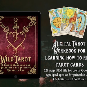 Digitales Tarot Arbeitsbuch | Tarot für Anfänger | Druckbares Tarot | Tarot Download für Goodnotes Journaling | US Letter Größe 328 Seiten